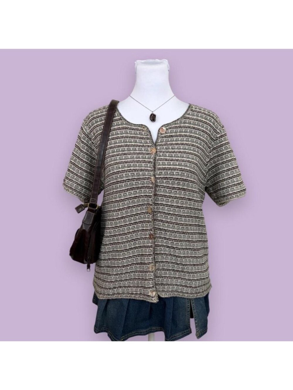 90s striped granola girl cardigan shirt